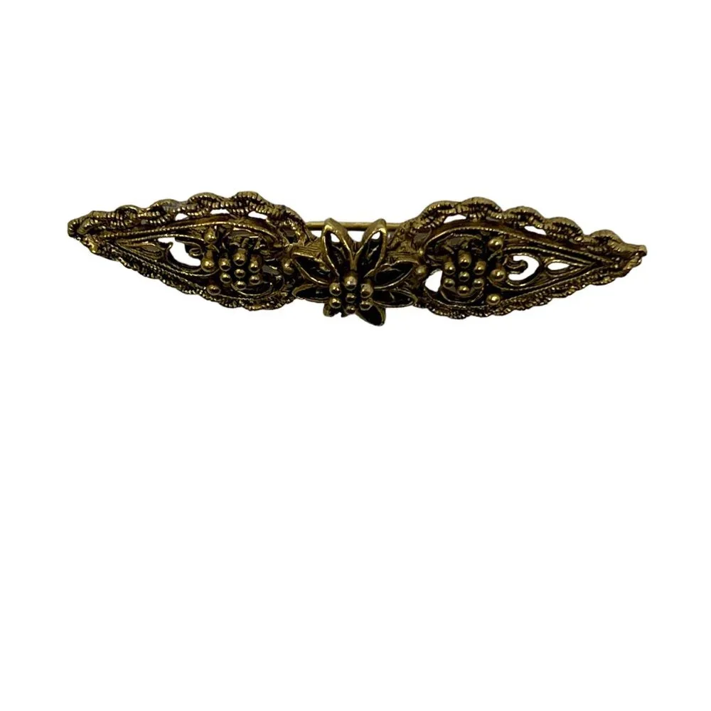 Flower Brooch‎ Braided Filigree Shiny Matte Vintage Bar Pin